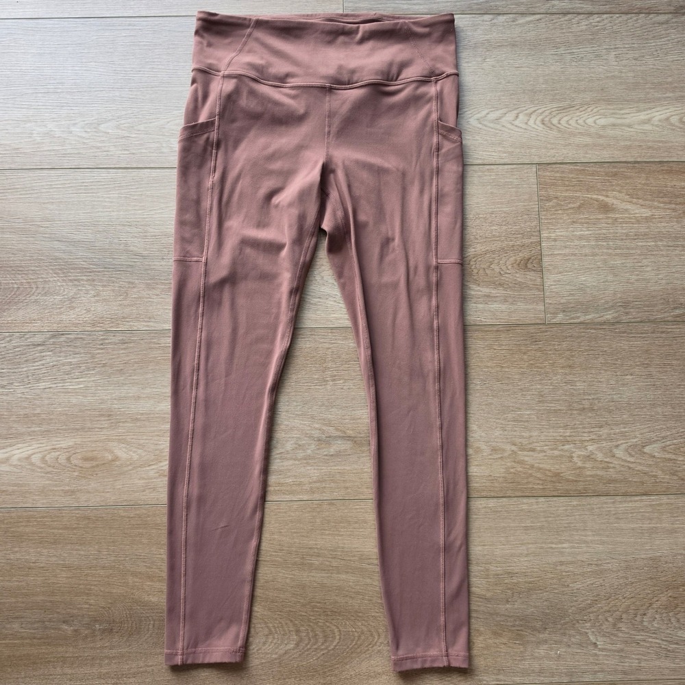 Prana Women Pink High Rise Pocket Leggings Mauve Yoga Pants Size L